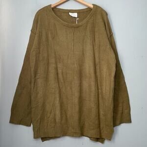 Goblincore Plus Size 1X Olive Tunic Sweater Earthy Lagenlook Minimalist Boho